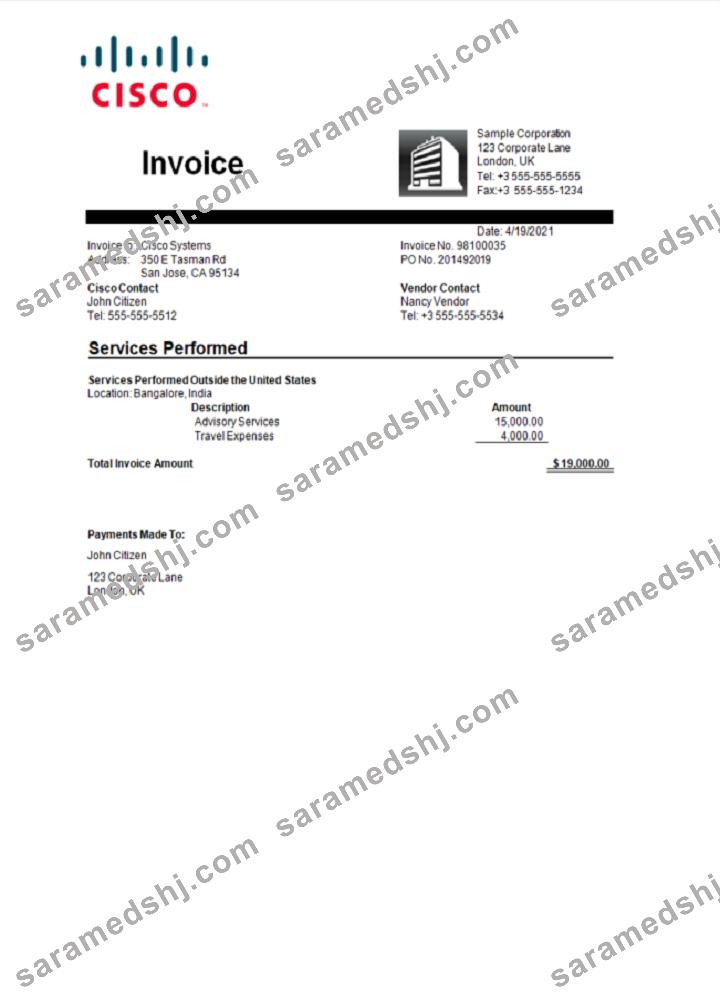 USA Cisco invoice